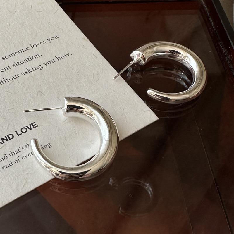 925 Sterling Silver Vintage Earrings For Women Trendy Simple Round Earring Jewelry Prevent Allergy Party Accessories