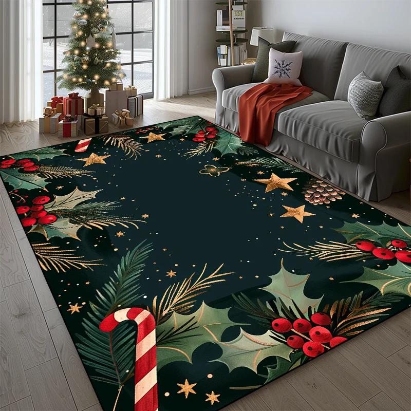 Christmas Cute Pattern Carpet for Living Room Home Decor Sofa Table Large Area Rugs Hallway Balcony Fluffy Mat Non-slip Doormat