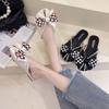 Fashion Closed Toe Half Slippers for Women Summer Wear 2025 New Bow Pearl Flat Soft Bottom Peep-Toe Slippers Women