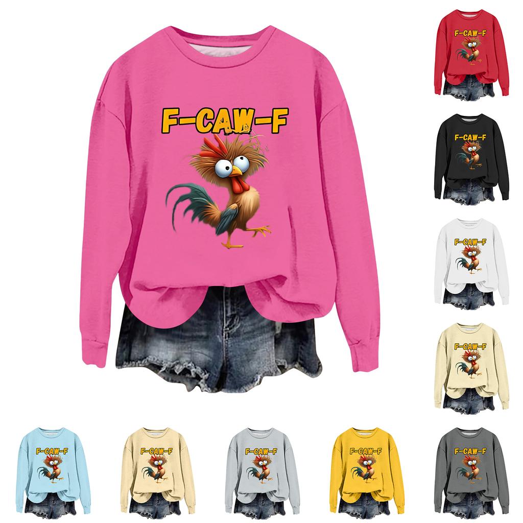 Women's Fashion Casual Long Sleeve Loose  Printed Sweatshirt