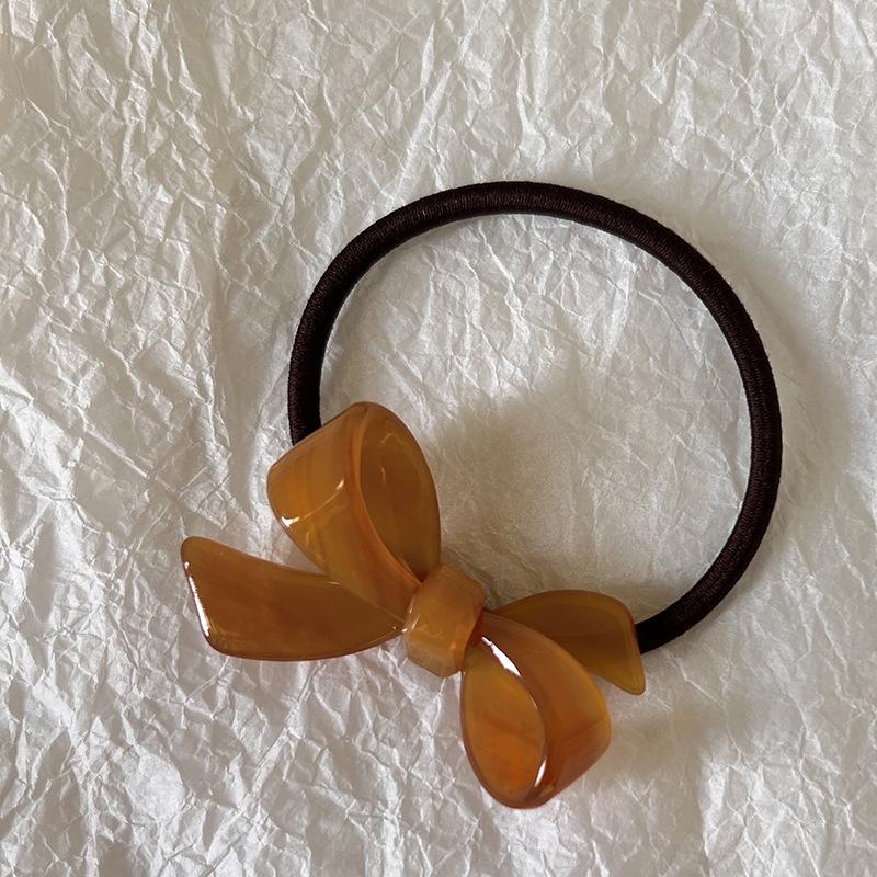 French Acetic Acid Bow Hair Circles Daily Basics High Elastic Tie Hair Band Sweet Korean Headwear