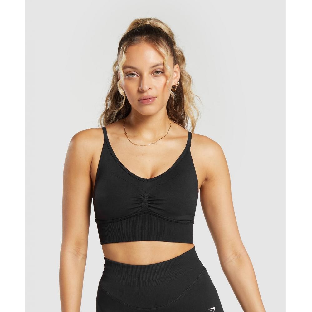

GYMSHARK Sweat Seamless Cross Back Sports Bra Black B6A6M BB2J XS