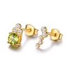 Umcho Real Natural Peridot 925 Sterling Silver Stud Earrings For Women Ladys Party Jewelry Asymmetrical Earrings Christmas Gift