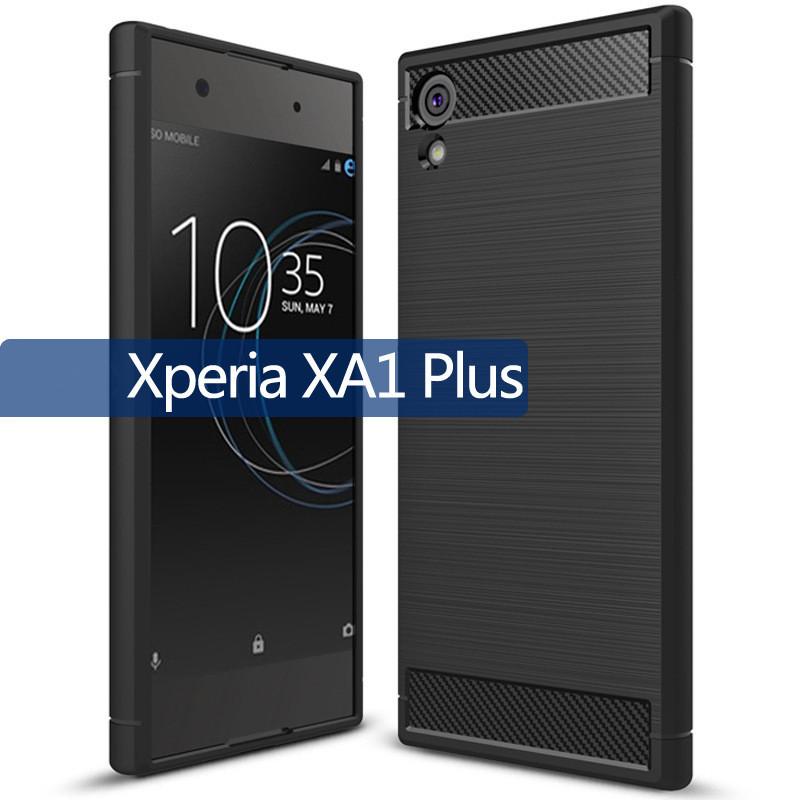 Funda de silicona a prueba de golpes para Sony Xperia XA1 Plus XA1+, funda de fibra de carbono para Sony XA1 Plus, carcasa trasera.