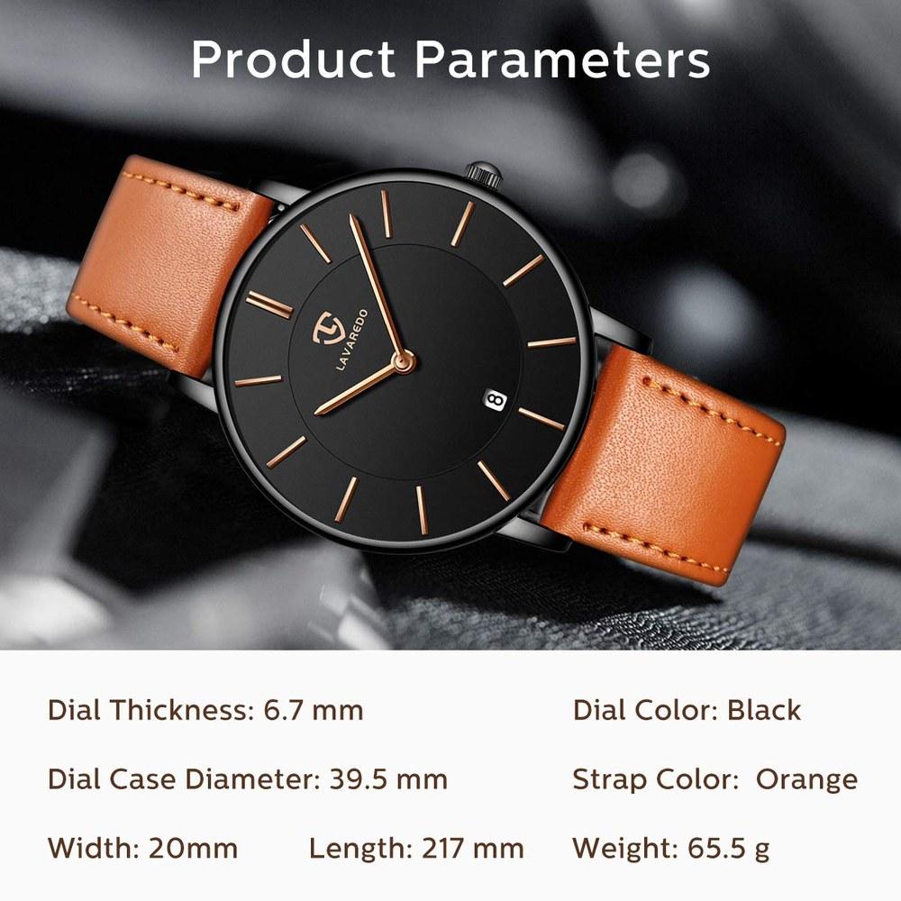 Ben nevis Men's Minimalist Analog Watch Leather Strap Date Display Orange Blue 04-Orange Black