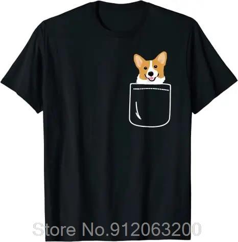 Corgi In Pocket Unisexs Clothing Dog Lover Oversized Tshirt Kawaii Raunisex Anime Dogcorgi Fitness T Shirt Noodles Drk Cotton Tshirt