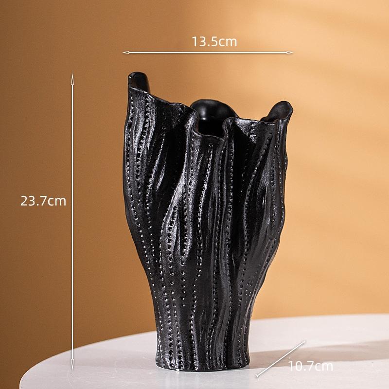 Ceramic Vase Irregular Folded Paths Abstract Ceramic Crafts Flower Vase Flower Arrangement Accessories Home Decoration