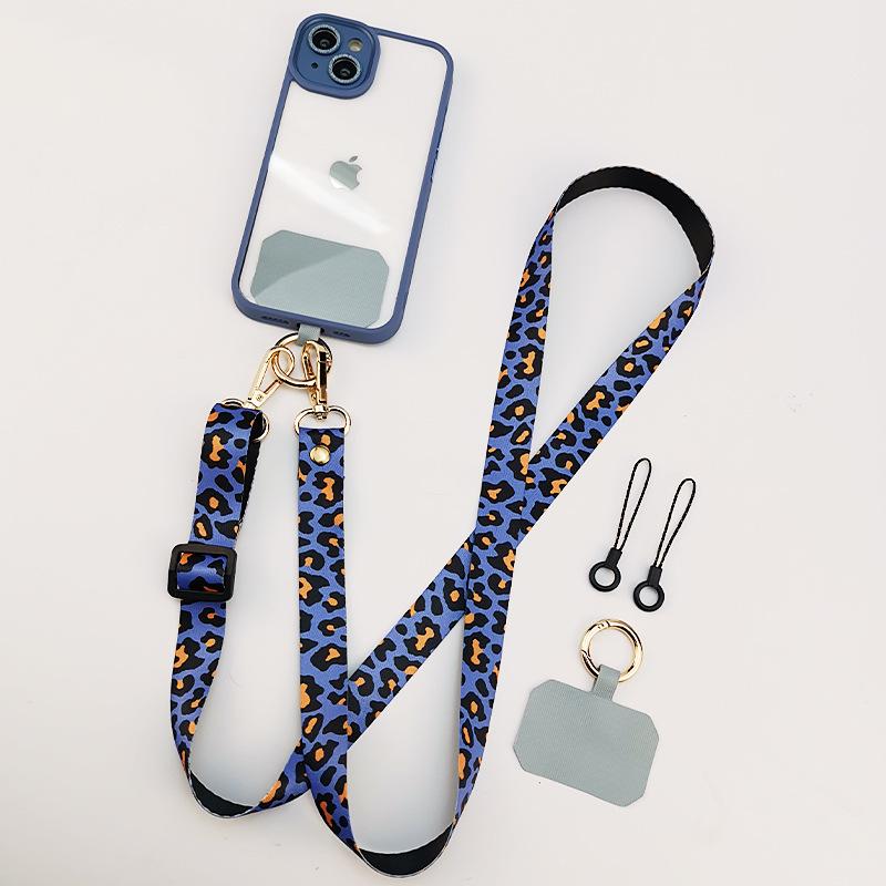 Univerzální nastavitelná dlouhá šňůrka na telefon s leopardím vzorem Krátký řemínek na zápěstí Jednoduchý a stylový Diagonální popruh Zabraňuje ztrátě