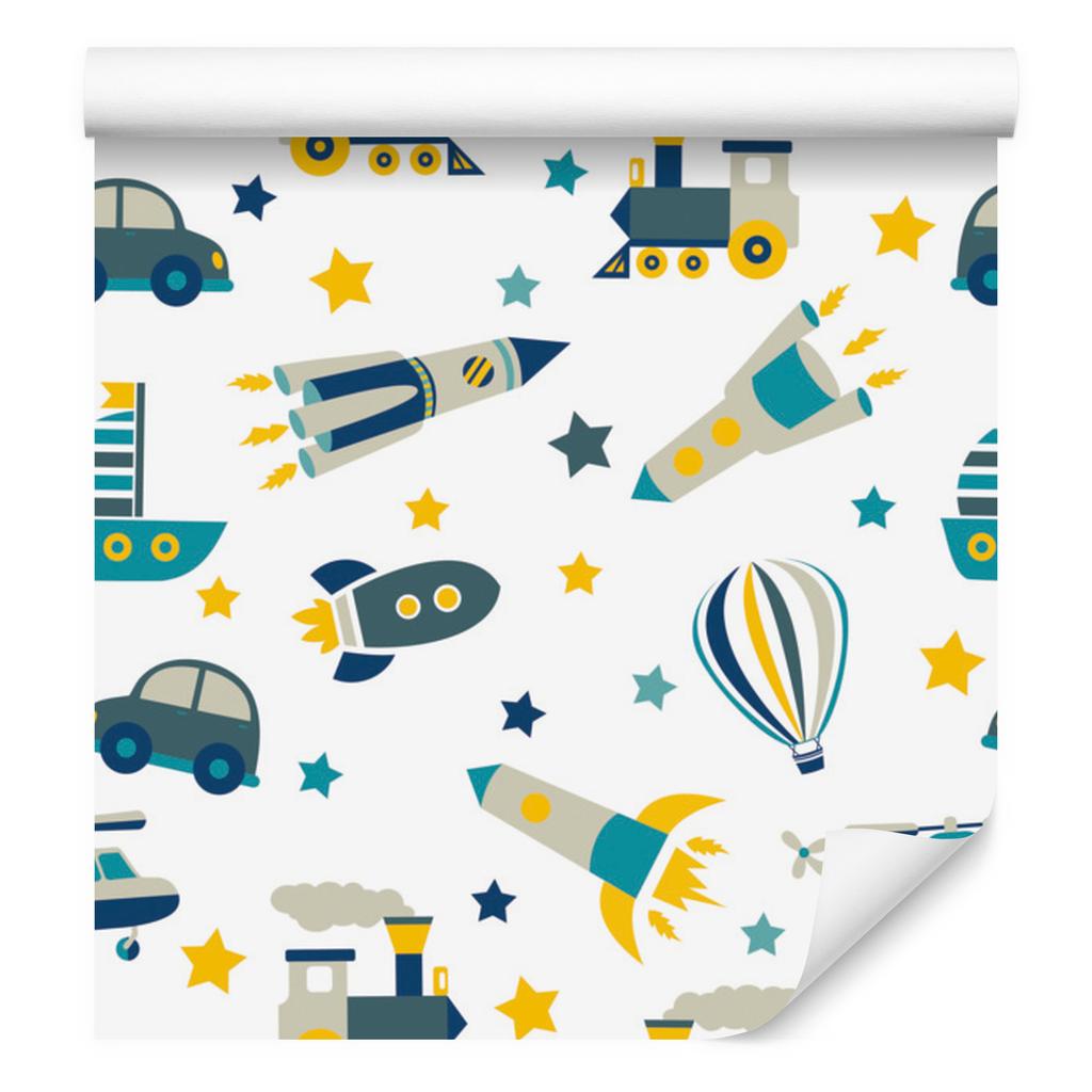 Helicopters, cars and balloons wallpaper for living room and bedroom 50x1000
