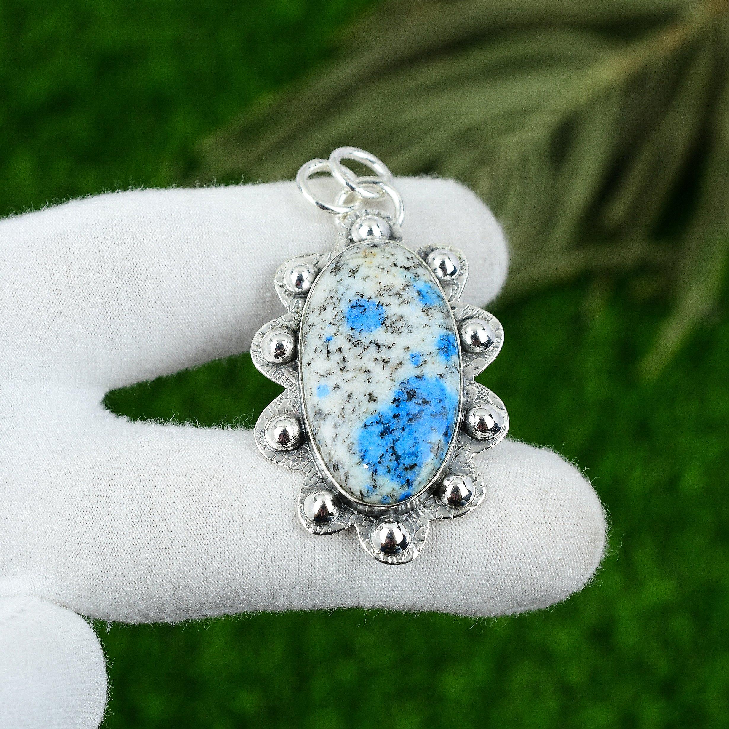 

Oval K2 Jasper Stone 925 Silver Boho Wedding Bezel Trendy Ethnic Pendant Jewelry