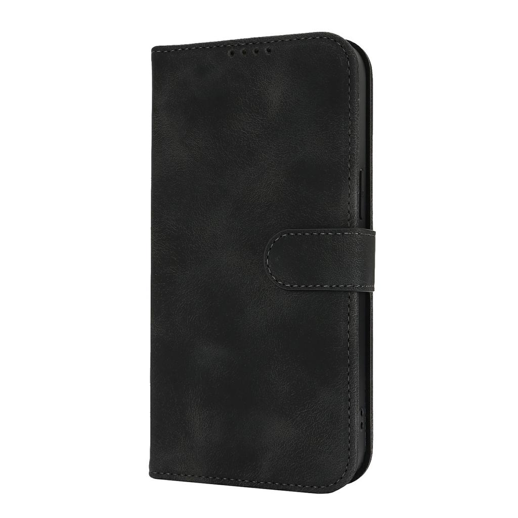 For iPhone 15 Plus/14 Plus Wallet Case Double Folded Edge Skin Touch PU Leather Flip Phone Cover