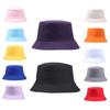 Hwcap Pure Cotton Solid Color Fisherman Hat With Embroidered Logo, Portable Bucket Hat For Sun Protection