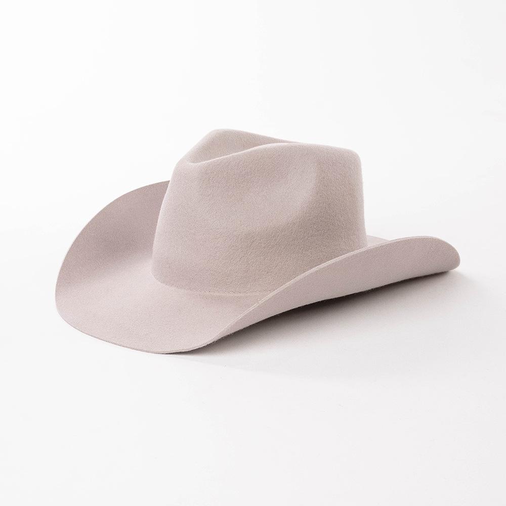 Chapeau de cowboy automne et hiver nouveau chapeau de cowboy en feutre de laine blanc chapeau jazz mode décontractée européenne et américaine chapeau de cowboy bouclé
