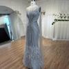 Elegant feathers light purple floating sleeve long dress high-end celebrity banquet host performance evening dress LA11011