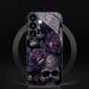 Flower and Skull Pattern Glass Phone Case Suitable for Samsung Galaxy S26 S25 S24 S22 S21 S20FE Ultra Plus5GAnti Drop Back Cover