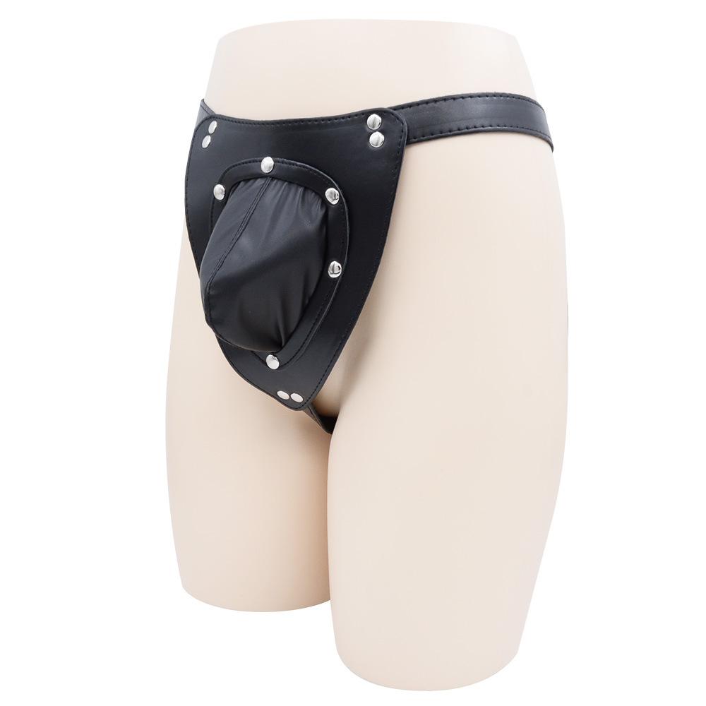 Men's Leather Chastity Underwear Detachable Bird's Nest Binding Sexy SM Toy Sexy Stage Male Slave Binding Training