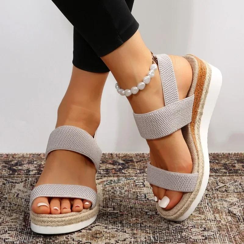 2026 New Fashi Women's Wedge Heeled Fashi Sandals, Summer Fish Mouth Loose Set Foot Platform Sandals