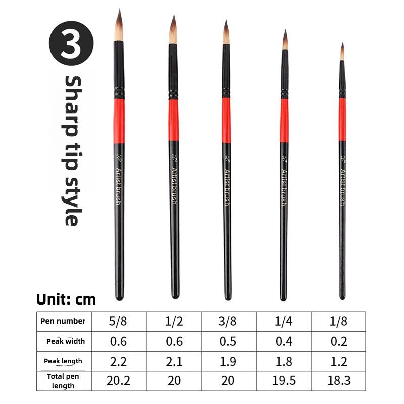 5pcs Wooden Short rod nylon hair oil brush flat head children's painting watercolor pen round head acrylic paint oil brush set