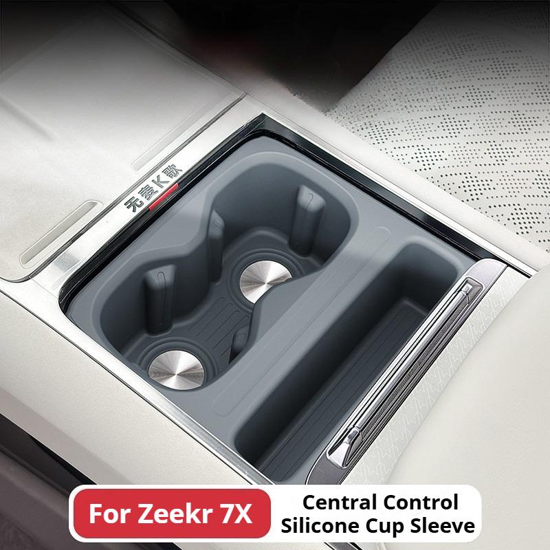 For Zeekr 7X 2025 2026 Car Center Console Cup Holder Wireless Charging Storage Box Silicone Anti-Slip Decorative Accessories