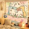 Cute Cartoon Character Tapestry - Kawaii Bow Print Wall Hanging For Girls Bedroom Dorm Decor