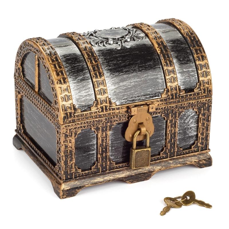 Durable ABS Plastic Pirate Treasure Box for Children Role Play Game and Party Activities Storage