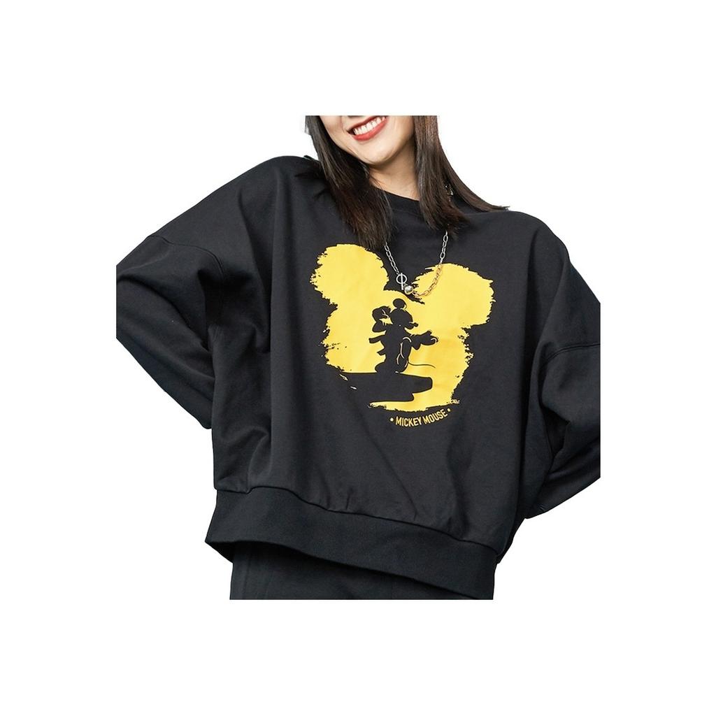 Li-Ning X Disney Kung Fu Mickey Sports Casual Pullover Sweatshirt Women Tops Black AWDQB88-3