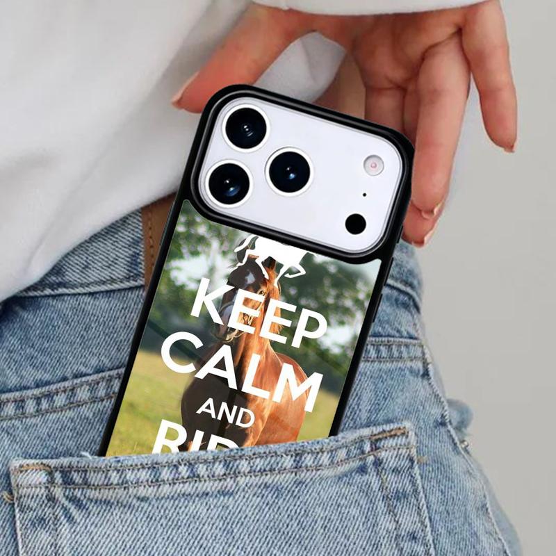 

Keep Calm and Ride On Love Horse Phone Case for iPhone 16e 15 14 13 12 17 Pro Max Plus Air 17pro Cover Coque iPhone 12 Pro