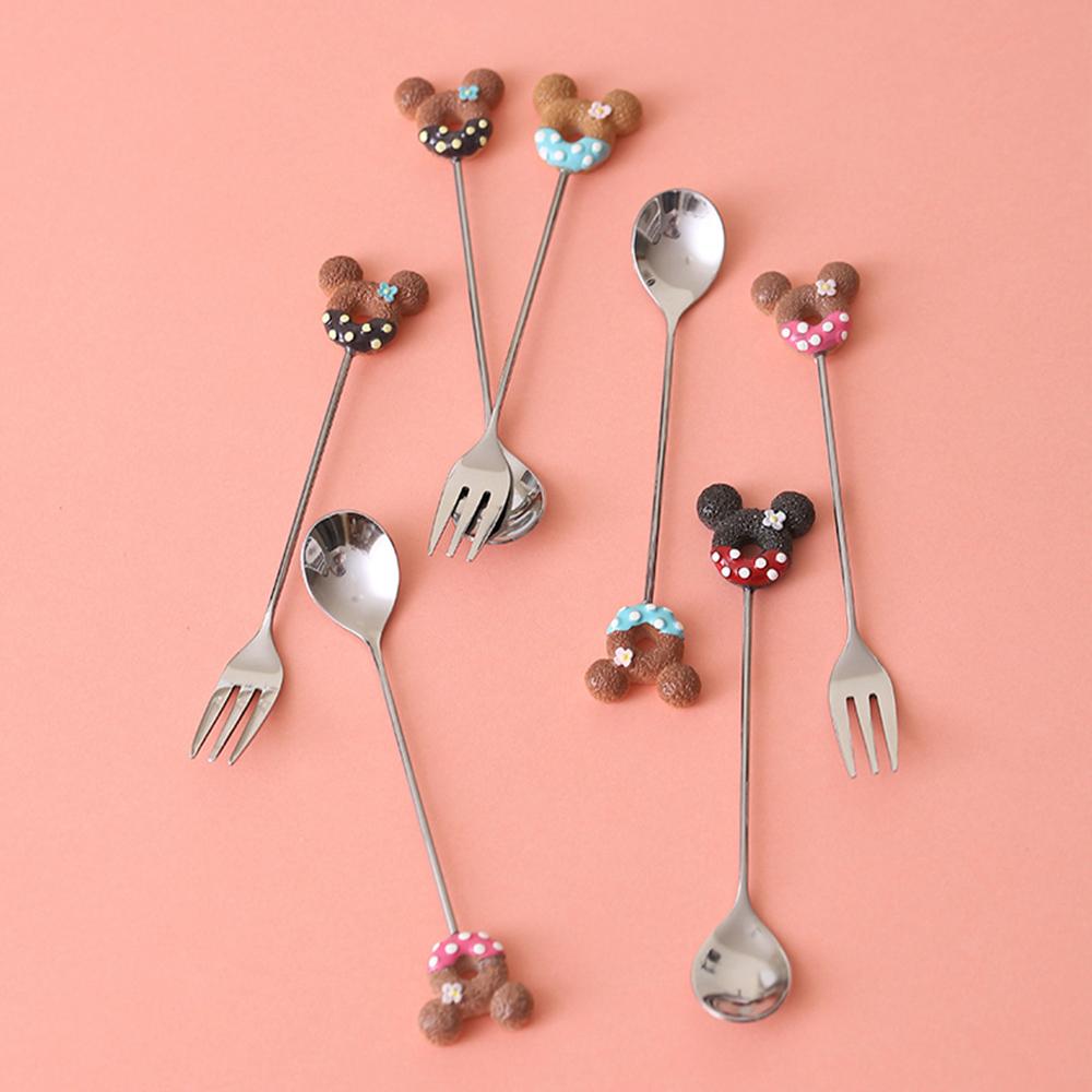 Cute 304 Stainless Steel Spoon Doughnut Cartoon Animal Head Coffee Ice Cream Dessert Tea Candy Kitchen Flatware Gift Tableware