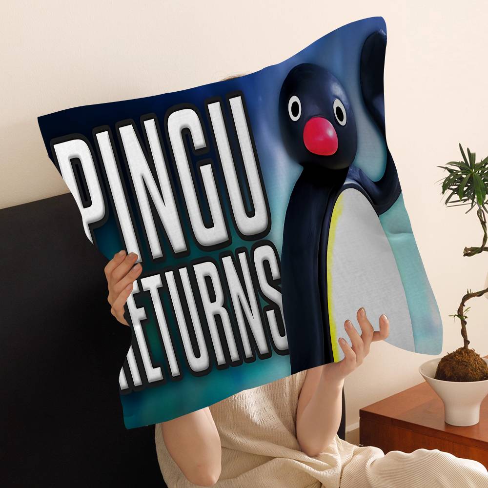 Cartoon Pingu Penguin Lucky Dragon Pillow Cover Sofa Cushion Cover Home Room Decoration Children Gift