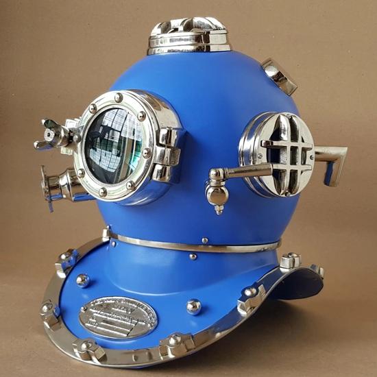 45.72 Cm Blue Scuba Diving Helmet Mark V Deep Diving Divers Helmet Home, Office Decor