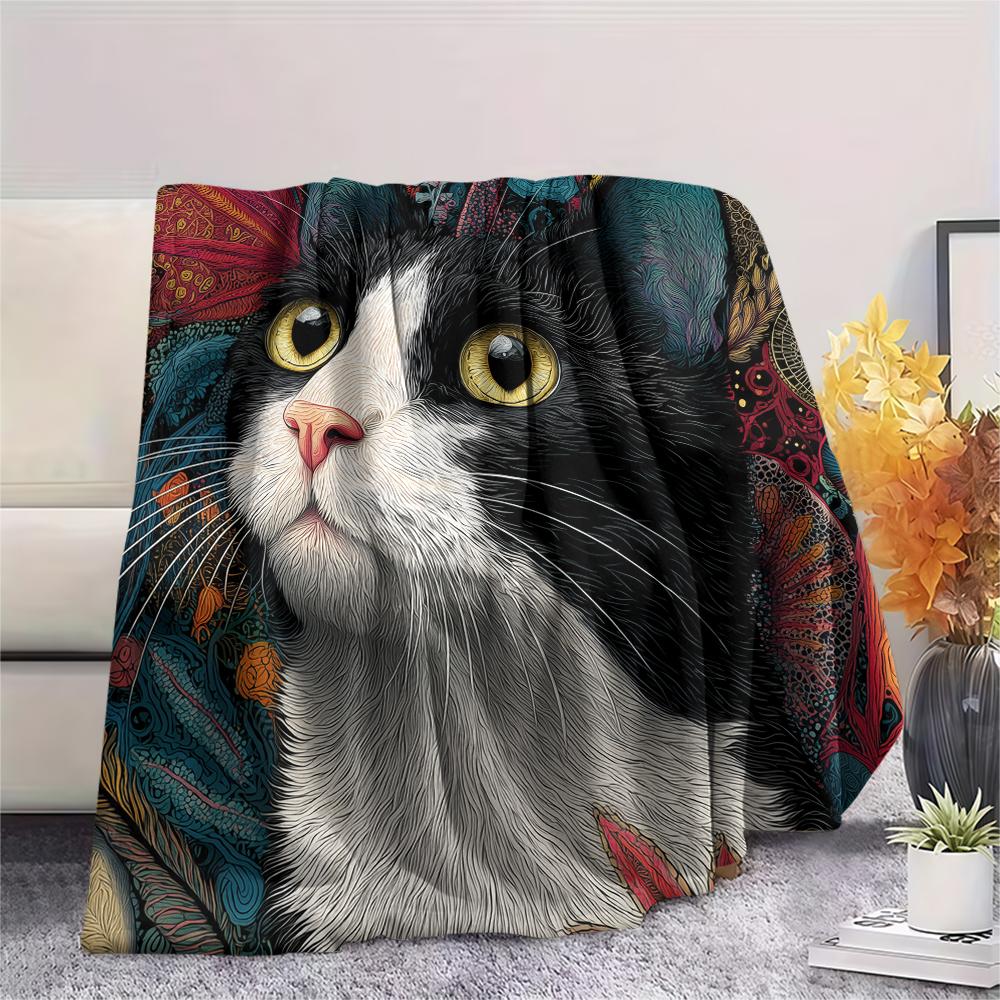 Calico Cat,pattern Flannel Blanket, High quality Comfortable for All Seasons, Home Decor, Warmth and Comfort, Perfect for Gifts.