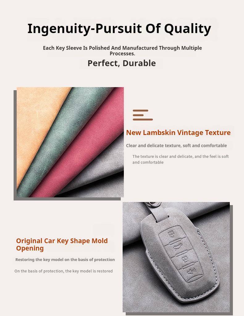 Auto Accessories Leather Car Key Case Cover Keychain For Ford Fusion Mustang Explorer F150 F250 F350 Ecosport Edge S-Max Ranger