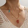 Beach Wind Ocean Elements Ceramic Small Fish Elephant Red Coral Sea Turtle Pendant Colorful Beaded Necklace