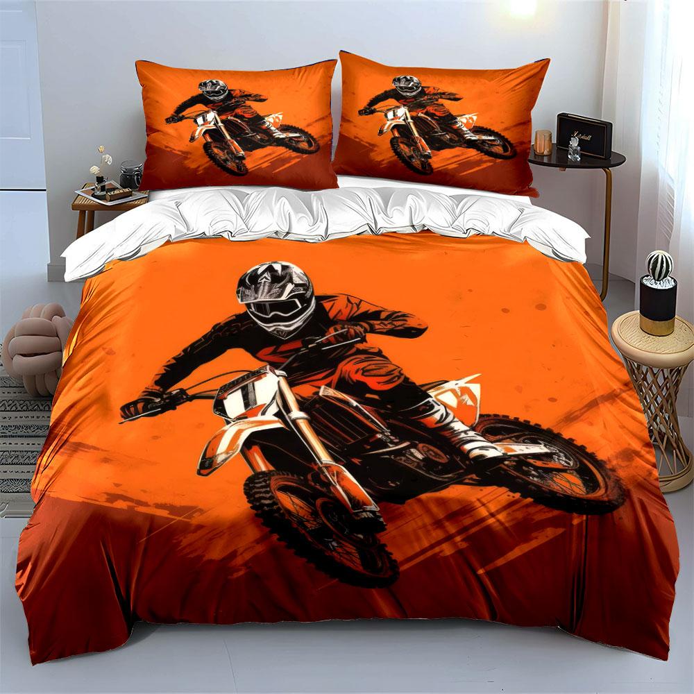 Motocross Ausrüstung Themen-Set, Mehrere Größen für Kinder und Erwachsene Schlafzimmer Exquisites 3-teiliges Bettwäsche-Set, Geschenk