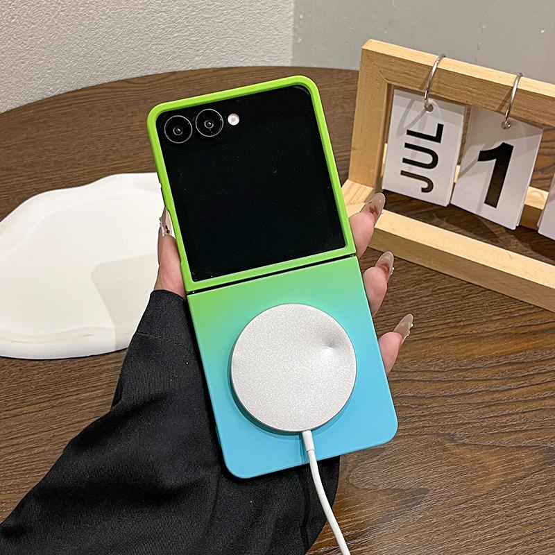 Macaron Color Collision Magnetic Charging Phone Case For Samsung Galaxy Z Flip 7 6 5 4 3 Z Flip7 flip 7 FE Shockproof Soft Cover