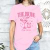 Women's "The Bride Club" Graphic Tee White Black with Pink Lettering Wine Glass Design T-Shirts Perfect for Summer Wedding Gifts