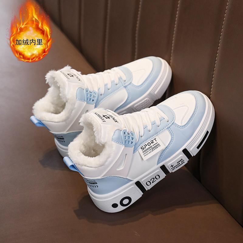 Men's shoes 2025 autumn and winter new high-top board shoes trendy casual sports shoes couple velvet thickened warm cotton shoes