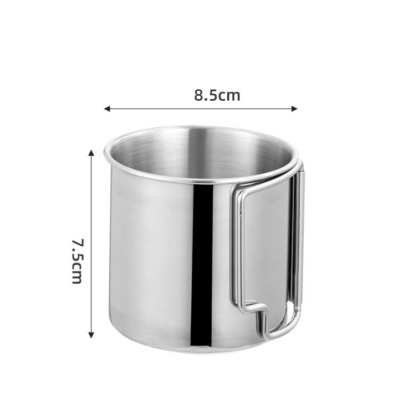 Outdoor Folding Camping Cup with Handle Stainless Steel Beer Coffee Tea Mugs Portable Milk Water Cups for Home Hiking Travel