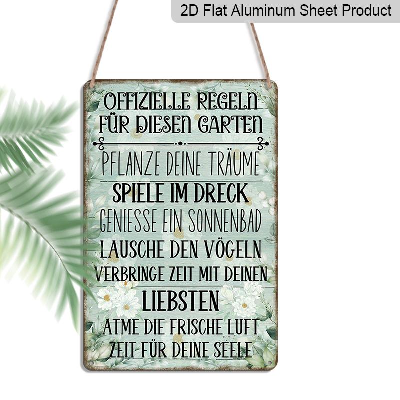 

2D Flat, 1pc Official Rules For This Garden Aluminium Sign - 8 x12 English Garden Rules Decor, Floral Daisy Vintage Wall Art, Perfect for Patio 20*30cm