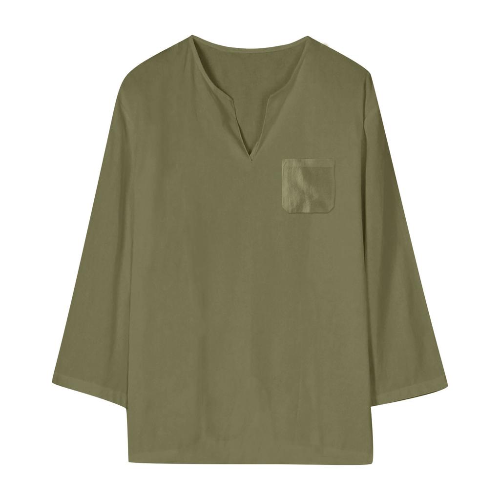 Designer Spring Summer Men's Casual Cotton Linen Color Long Sleeve Shirts Loose Stand Collar Shirts