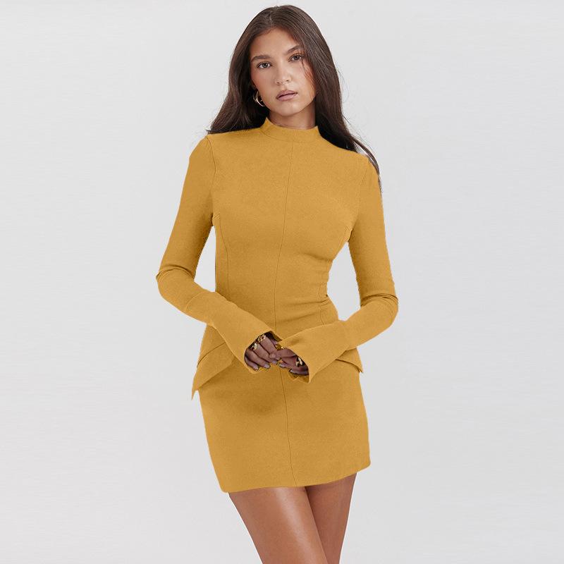 Autumn Fashion Sexy Hot Girl Hip Hugging Dresses Elegant Temperament Slim Long Sleeve Women's Dresses