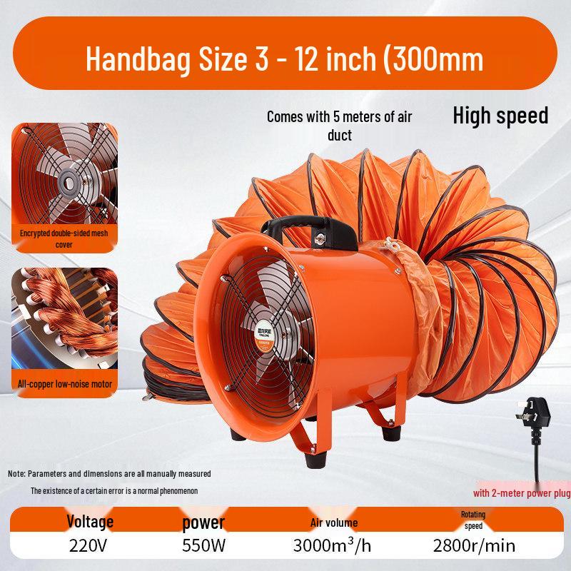 220V Portable Industrial Axial Ventilator: Confined Space Exhaust and Household Blower
