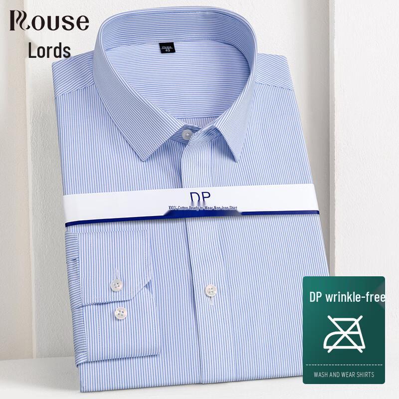 Мужская рубашка Luoz DP с полосками, 100% хлопок, не требующая глажки, для делового кэжуал 41