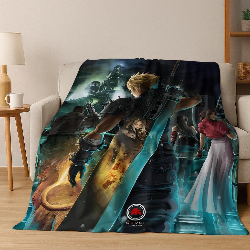Cartoon Final Fantasy Sephiroth Cloud Tifa Game Flannel Blanket,Warm and Cozy Soft Throw Blanket for Home Bedroom Bed Sofa Kid