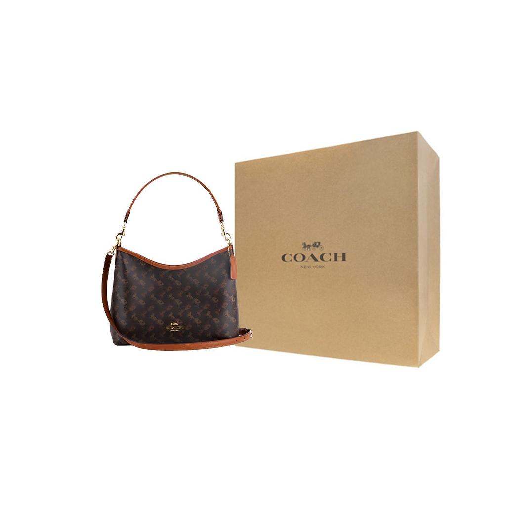Coach Laurel 31 Classic Monogram Embossed Canvas Shoulder Bag Large Women Shoulder Bag Brown CBL85-IMS2K