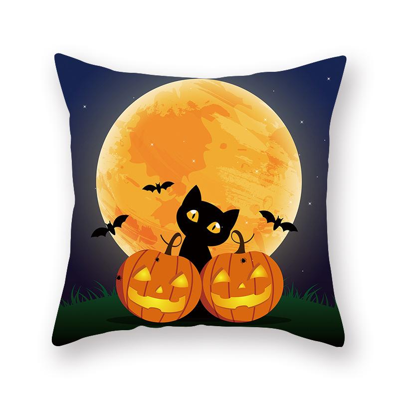 Halloween Pillow Cover Cartoon Pumpkin Head New Peach Skin Cushion Cover Sofa Cushion