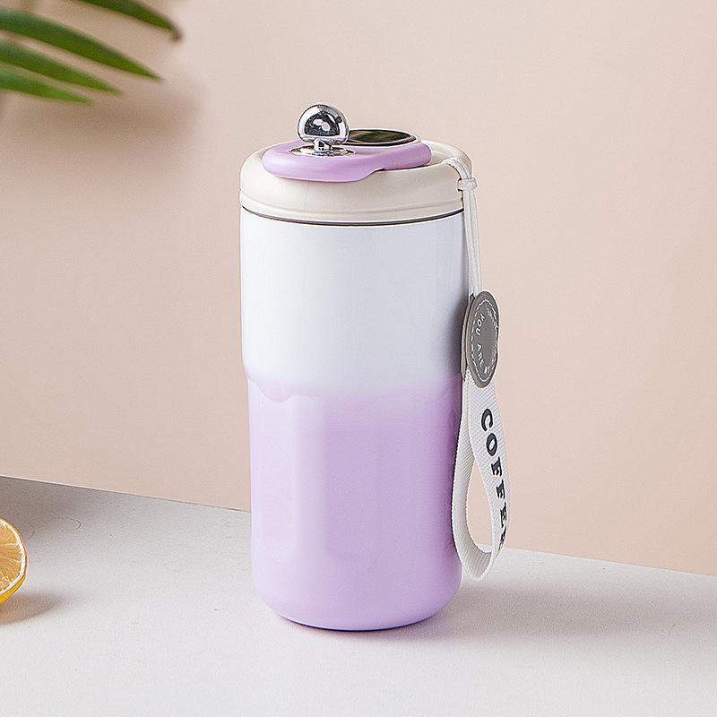 Coffee Thermos Cup Insulated Water Cup for Girls Fashionable Handy Accompanying Cup New Digital Display Cup Coffee Cup 420ml