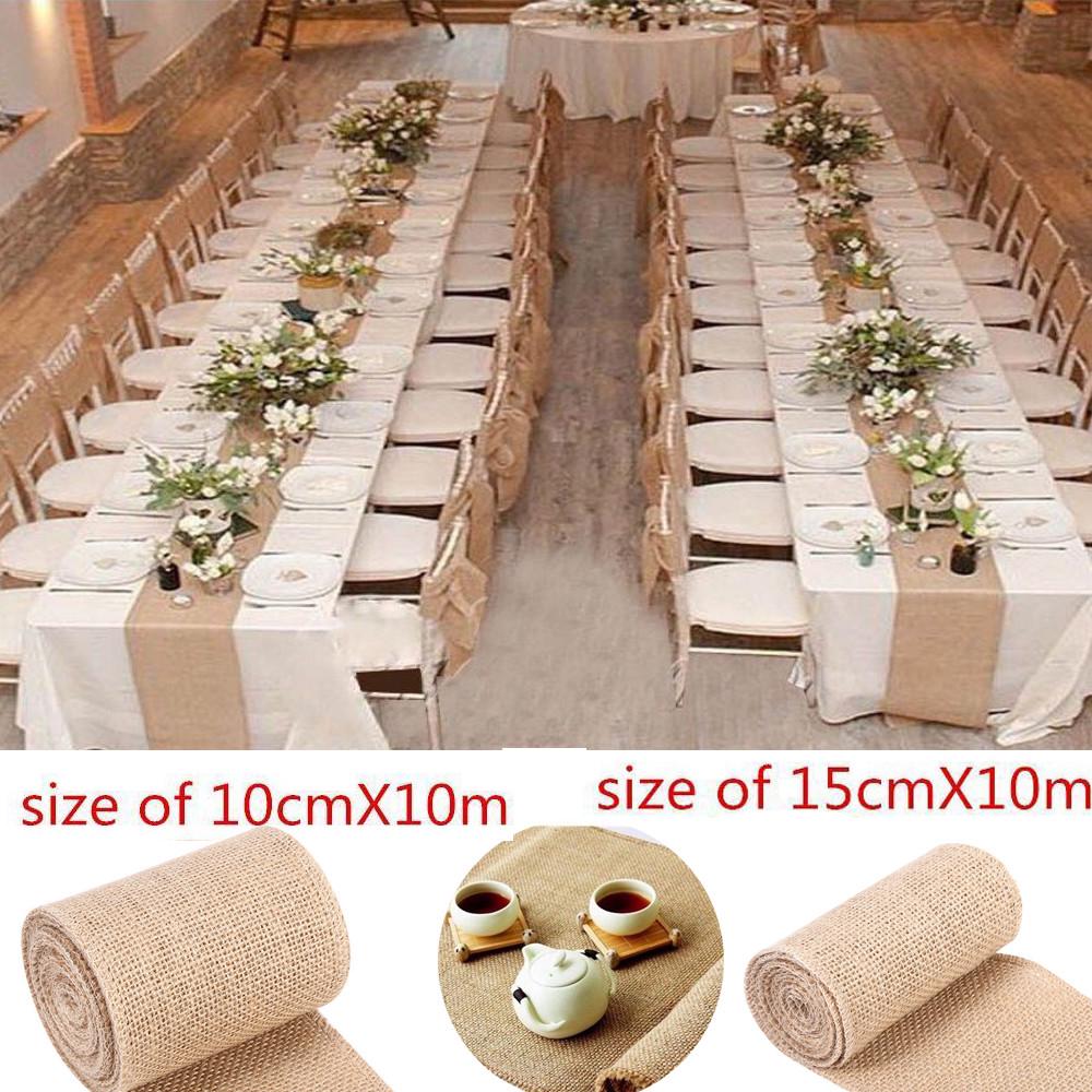 Buy 10M Vintage Table Runner Jute Burlap Hessian Ribbon Wedding Party ...
