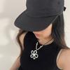 Elegant Flower Pendant Necklace Adjustable Cord Necklace Long Rope Necklace Alloy Texture for Fashion Enthusiasts