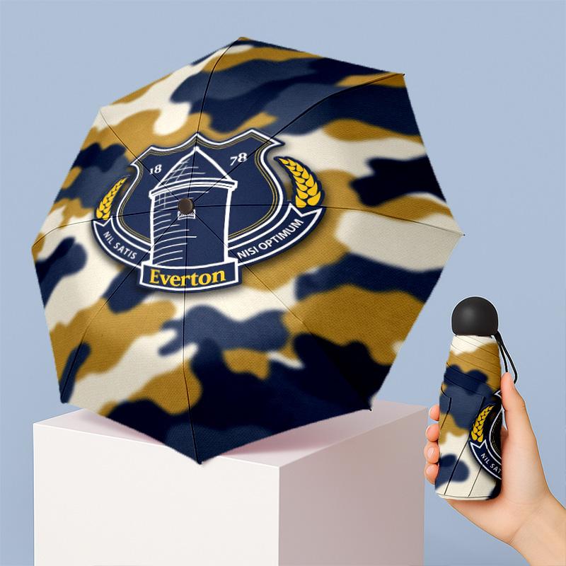 Everton Football Pattern Printed Mini 5 Folds 8 Ribs Compact Umbrella Windproof Waterproof Lightweight Portable Folding